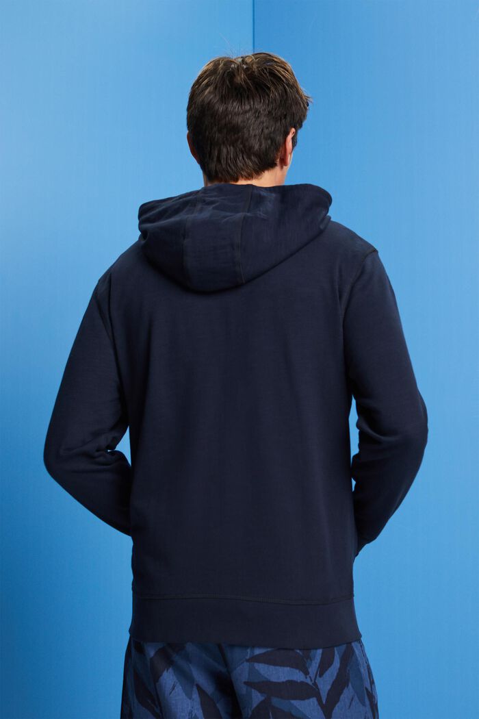 Zipper hoodie, 100% cotton, NAVY, detail image number 3