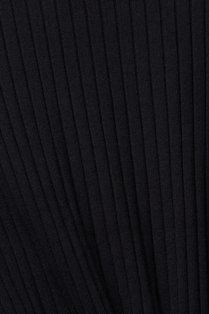 企領針織上衣, 黑色, detail image number 1
