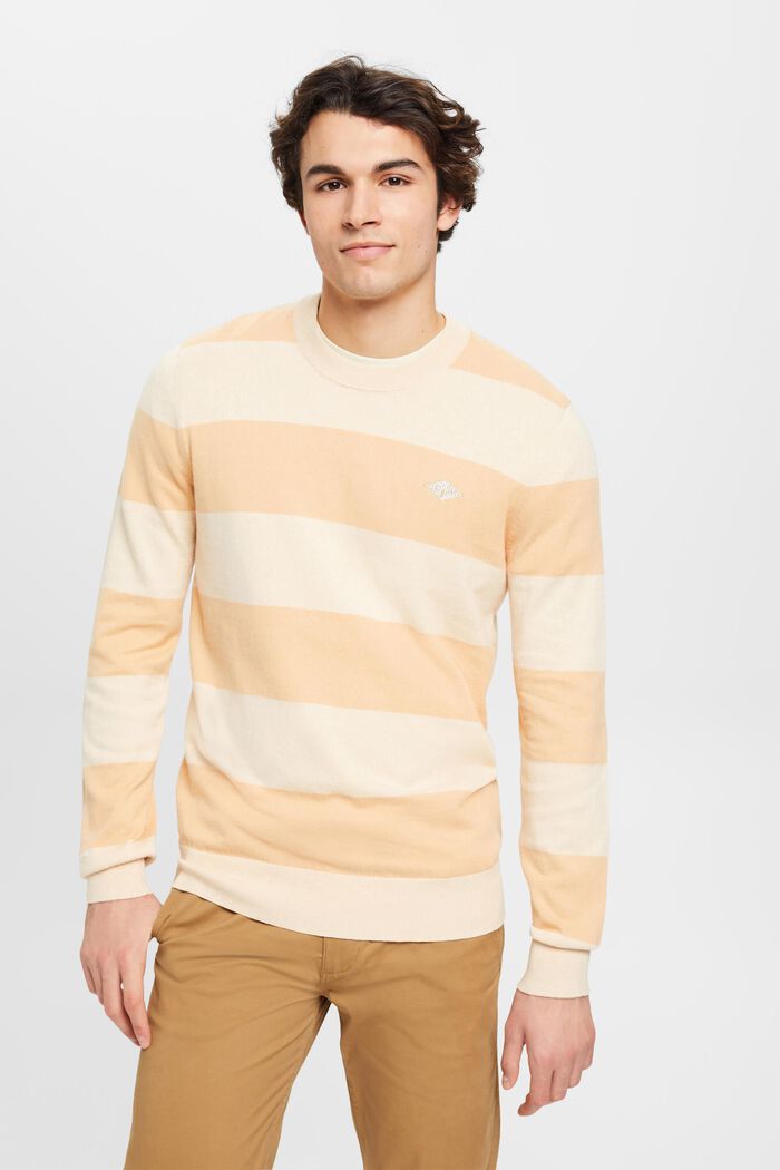 Striped knit jumper with cashmere, SAND, detail image number 0