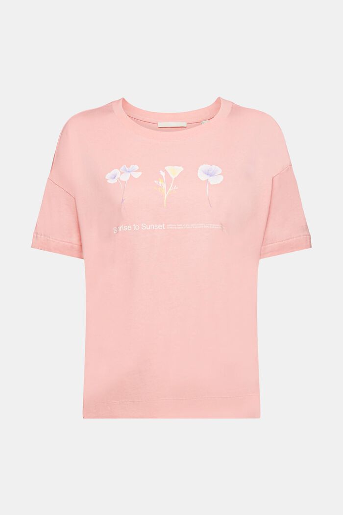 胸前花卉印花T恤, 粉紅色, detail image number 6