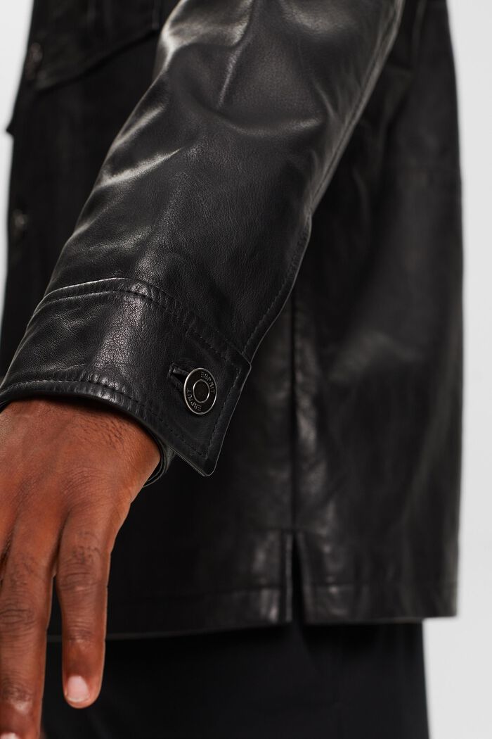 皮革恤衫式夾克, 黑色, detail image number 5