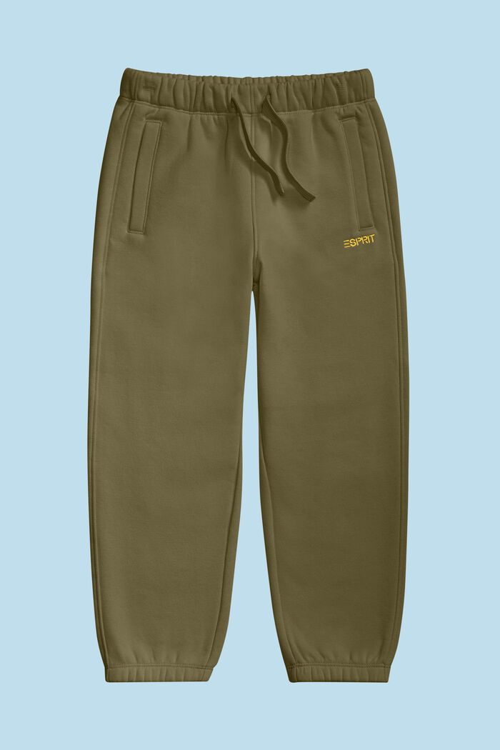 棉質混紡LOGO標誌運動褲, 橄欖綠, detail image number 0