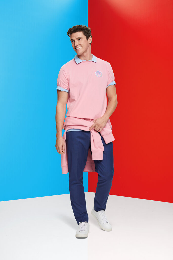 胸前LOGO標誌印花棉質T恤, 粉紅色, detail image number 1