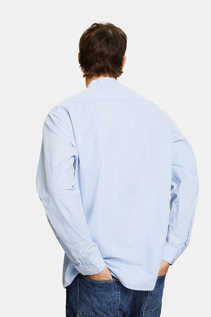 棉質立領細條紋恤衫, 灰藍色, detail image number 3