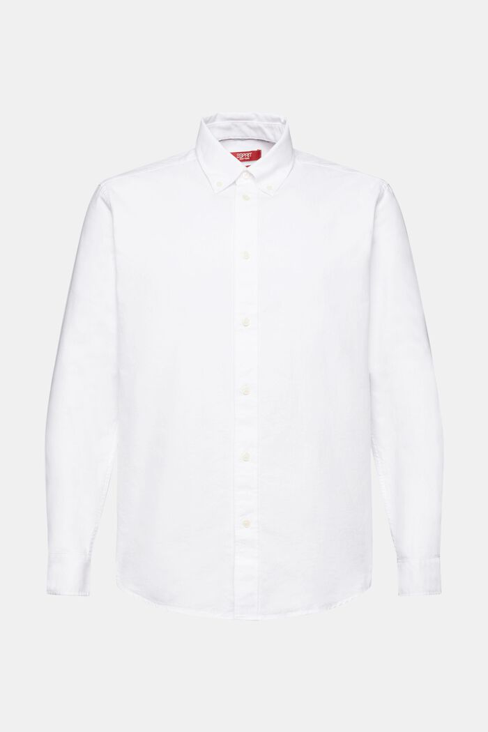 ‌棉質府綢扣角領恤衫, 白色, detail image number 6