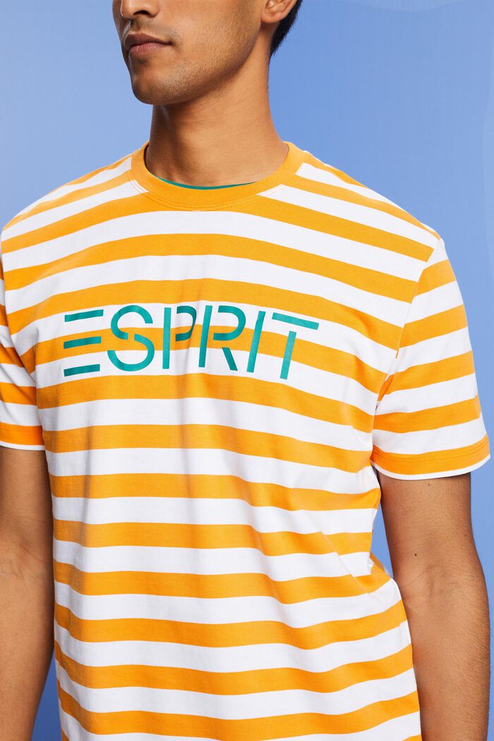 Striped Cotton T-Shirt, ORANGE, detail image number 2