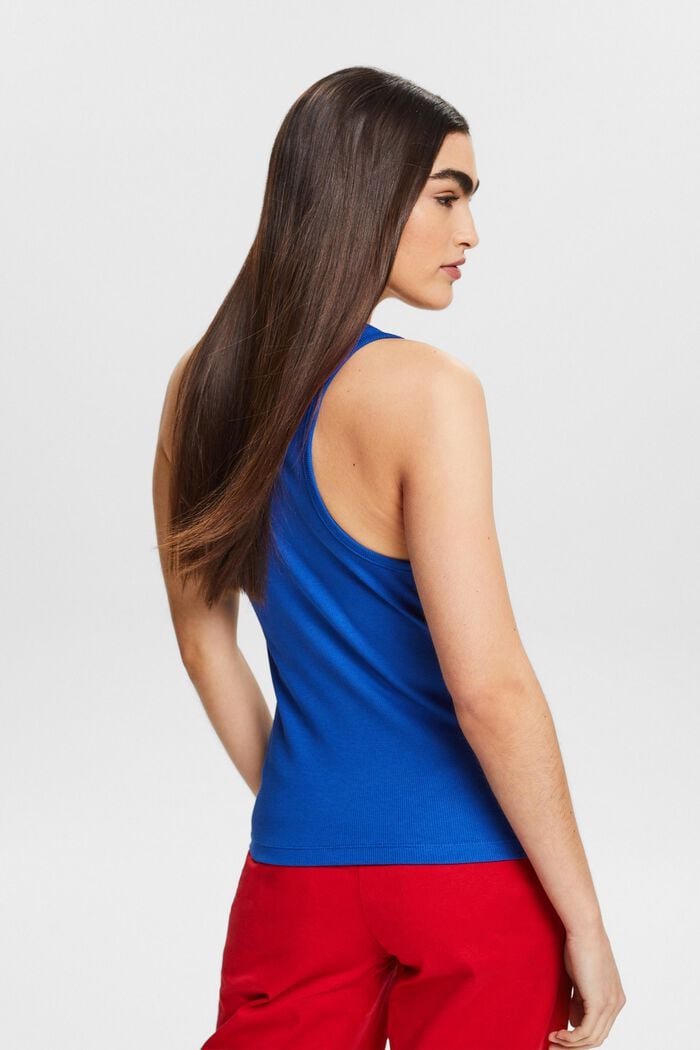 Cotton Jersey Racerback Tank Top, BRIGHT BLUE, detail image number 2