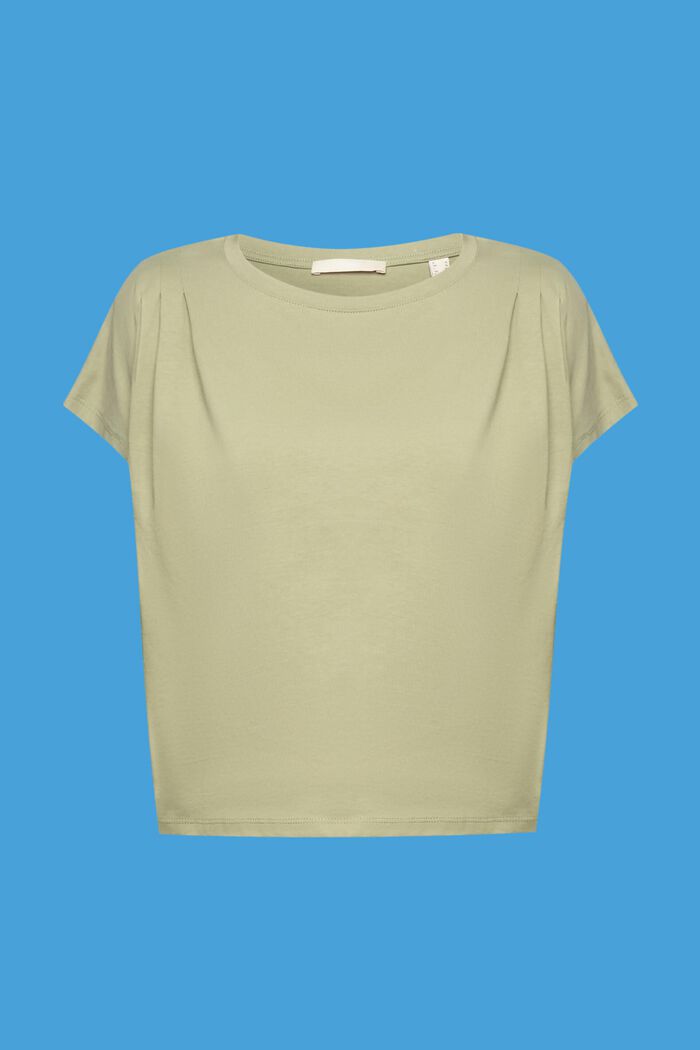 T-shirt with pleated details, LIGHT KHAKI, detail image number 6