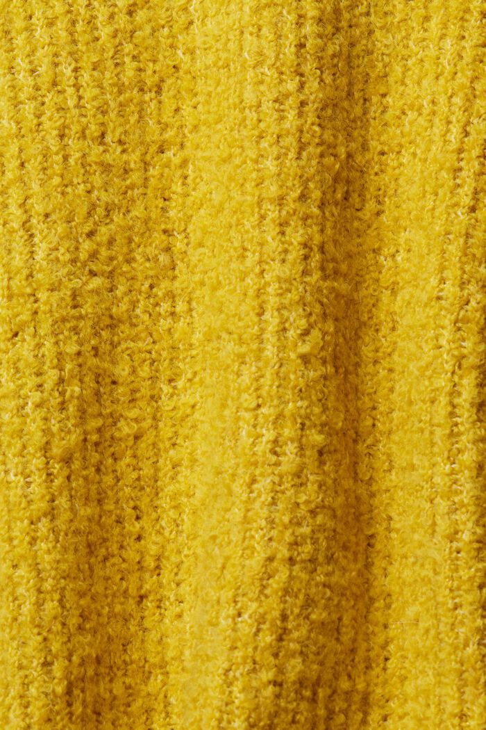 羊毛混紡羊駝毛圈圈紗針織上衣, 黃色, detail image number 1