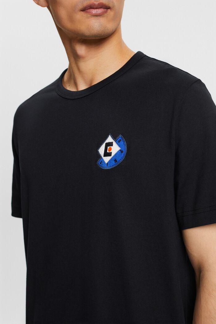圖案式LOGO標誌T恤, 黑色, detail image number 3