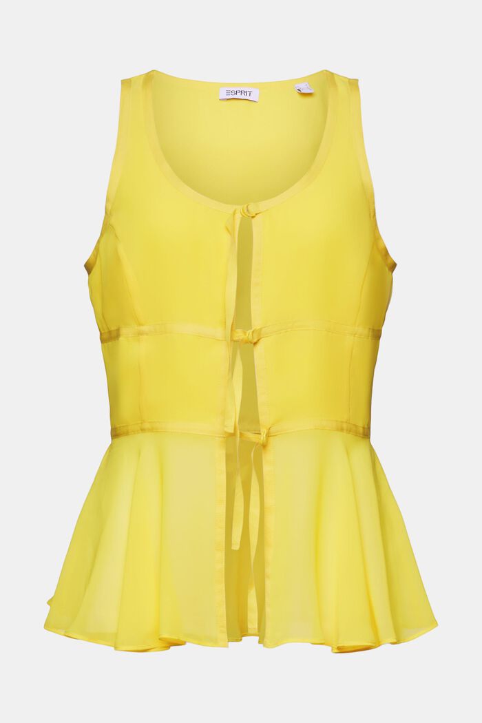 ‌無袖D形環雪紡女裝恤衫, 黃色, detail image number 6