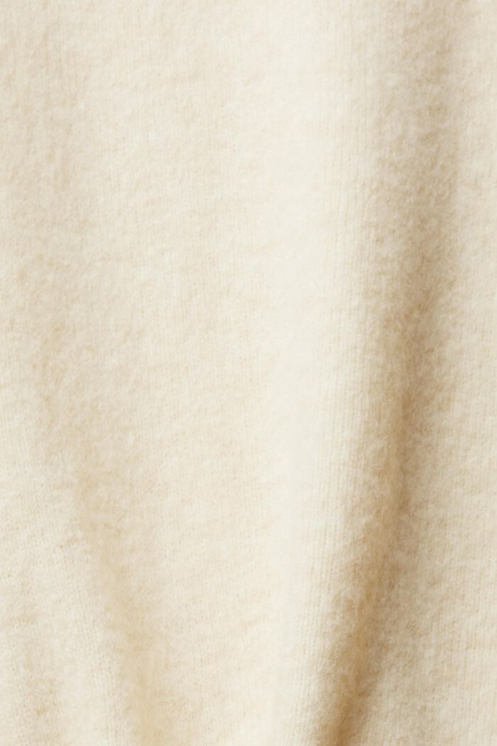 羊毛混紡企領針織上衣, 米色, detail image number 4