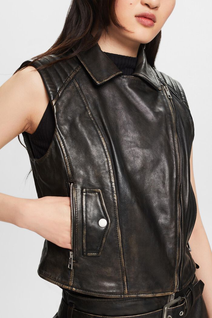 Vests outdoor leather, 黑色, detail image number 3