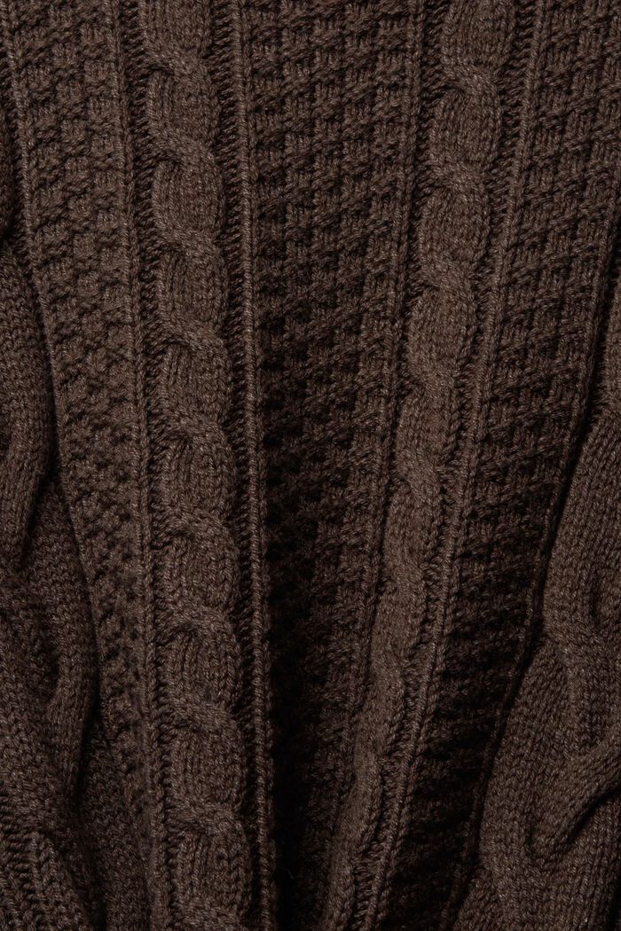 絞花針織毛衣, 深啡色, detail image number 1