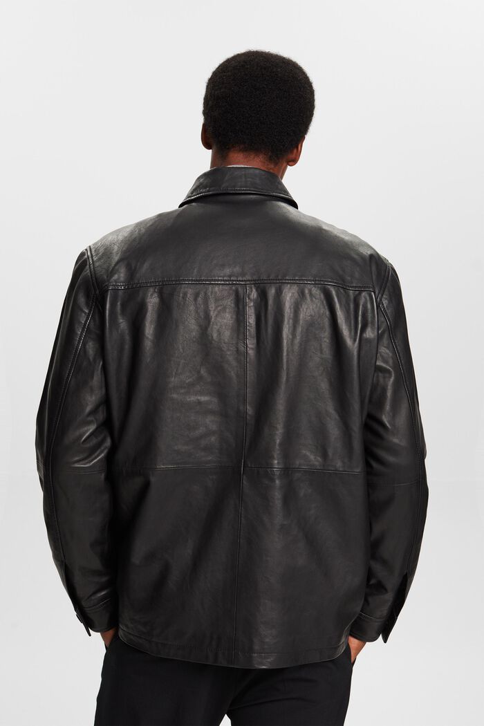 皮革恤衫式夾克, 黑色, detail image number 4