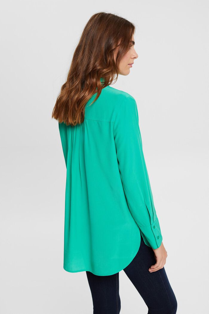 Blouse with banded collar, LIGHT GREEN, detail image number 3