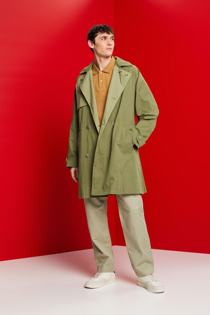 Short, hooded trench coat, OLIVE, detail image number 5