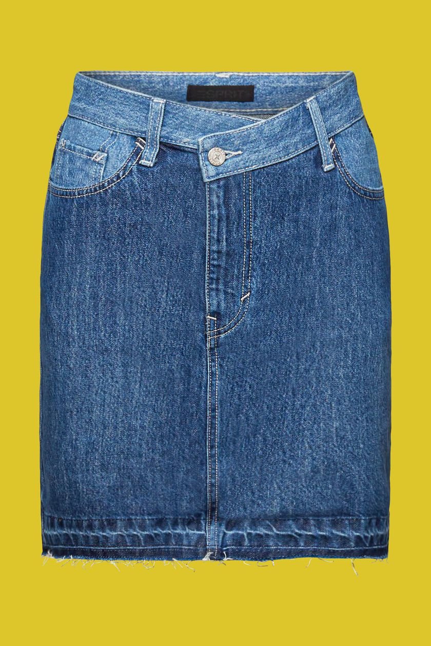 Jeans mini skirt with an asymmetric hem