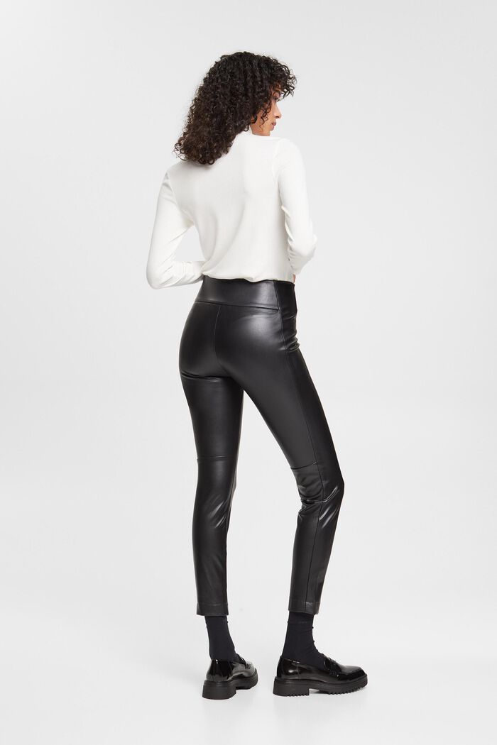 High-rise faux leather leggings, BLACK, detail image number 2
