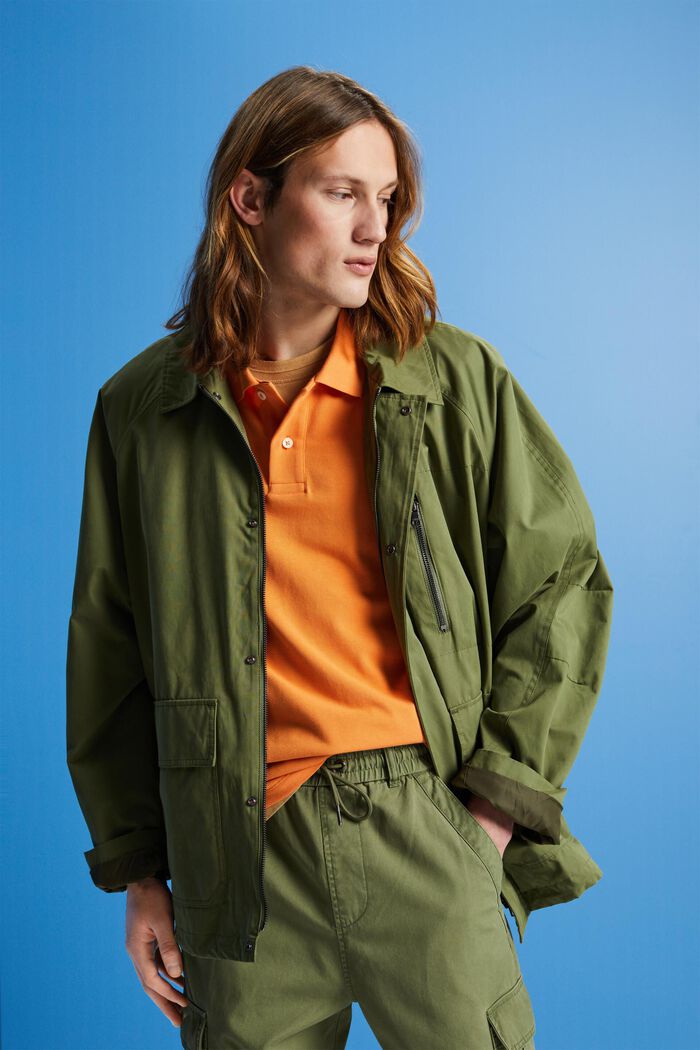 混紡棉野戰外套, 橄欖綠, detail image number 0