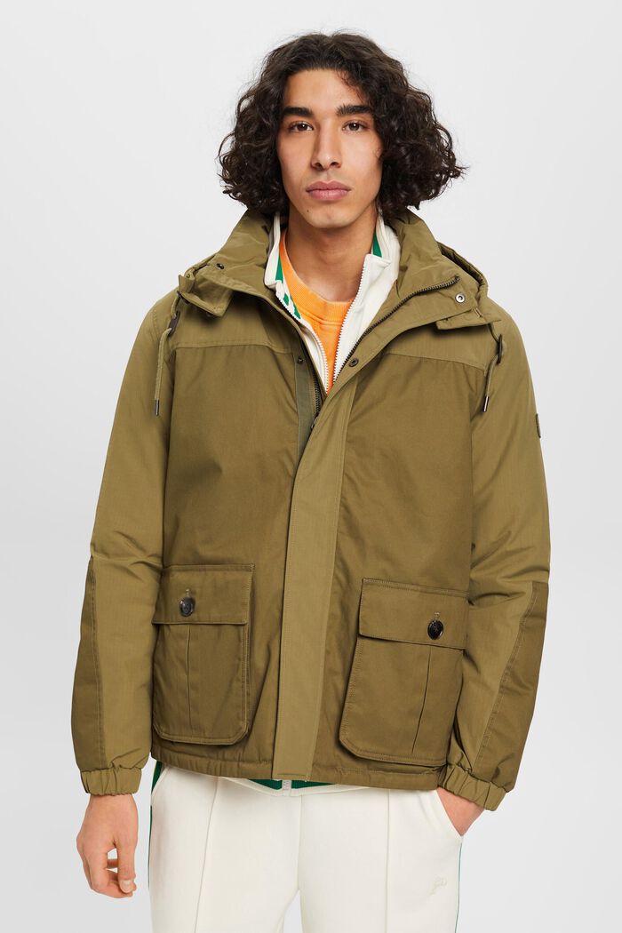 Utility jacket with detachable hood, LIGHT KHAKI, detail image number 0