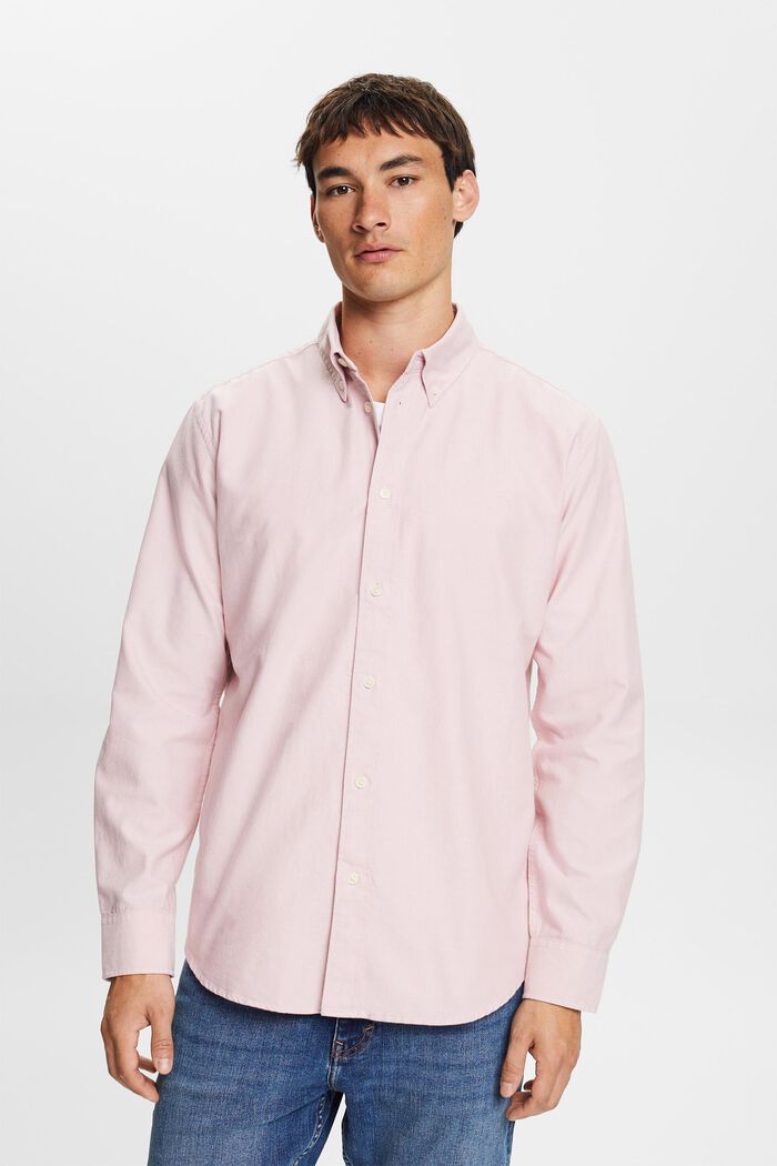 ‌棉質府綢扣角領恤衫, 粉紅色, detail image number 2